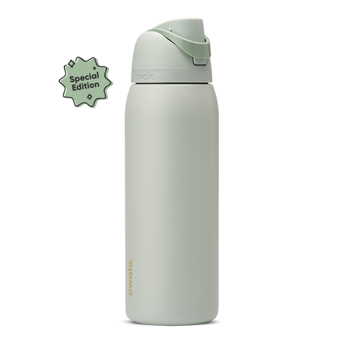 FreeSip 40oz Summer Paradise; soft sage green body with matching sage flip cap and carry loop