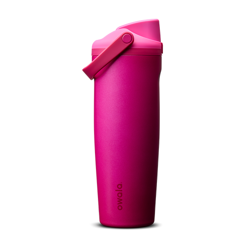 FreeSip Sway 30oz in Read My Lips, vivid fuchsia-pink insulated water bottle with matching hot pink flip cap and carry loop