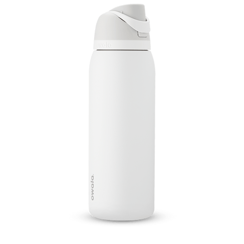 FreeSip 40oz in Shy Marshmallow, soft white body with matching white flip cap, carry loop, and light gray lid