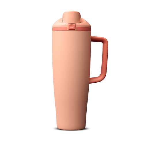 FreeSip Tumbler 40oz Peach of Mind, soft peach/salmon body with matching peachy lid and handle