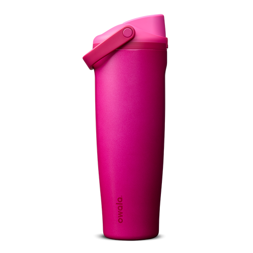 FreeSip Sway 40oz in Read My Lips, vivid fuchsia-pink insulated water bottle with matching hot pink flip cap and carry loop
